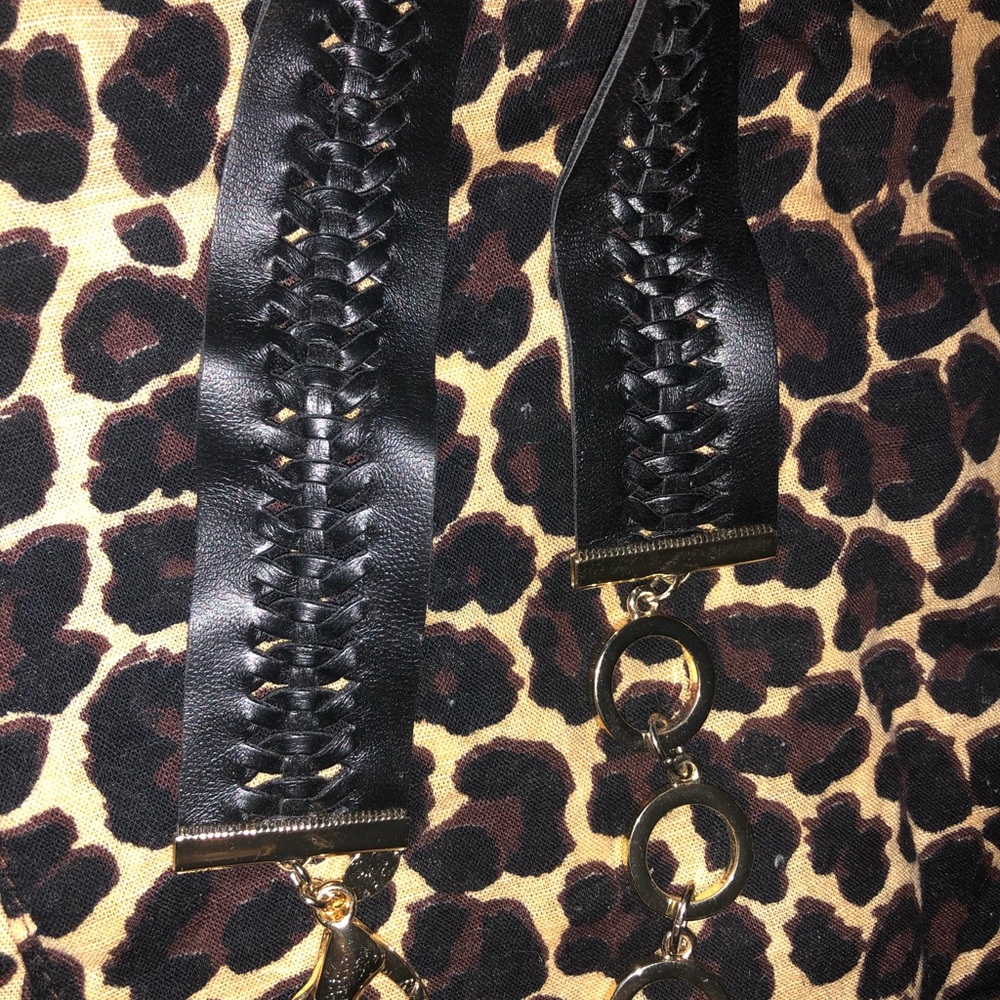 Express black leather/ Gold choker necklace